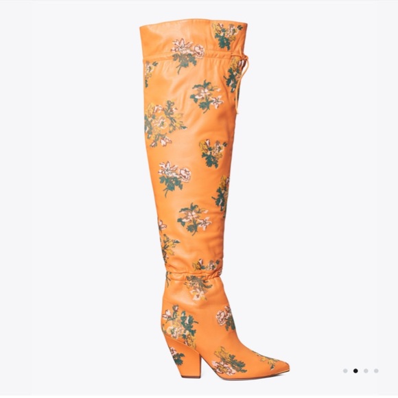TORY BURCH LILA EMBROIDERED OVER-THE-KNEE SCRUNCH BOOT SIZE 7 *NEW* - Picture 6 of 9